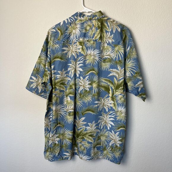 Pau Hana Hawaii Shirt Mens Large Blue Palm Tree Hawaiian Aloha Button Front - Picture 3 of 5